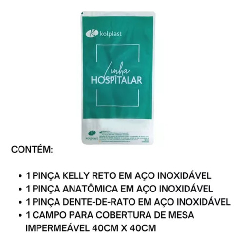 Kit Instrumental Curativo E Sutura Com 3 Pinças Estéril