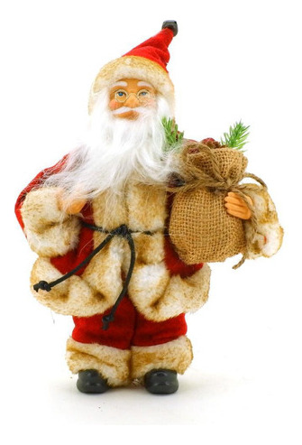 Papai Noel Rústico Saco Presentes Juta E Gorrinho Guizo 22cm