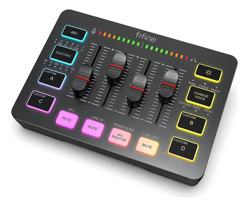 Mixer Ampligame Fifine Sc3 2 saídas/3 entradas/USB-C/4