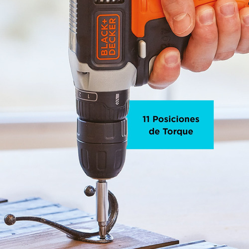 Imagen 7 de 12 de Taladro/destornillador 20v Max + Bat Black+decker Bcd702c1b3