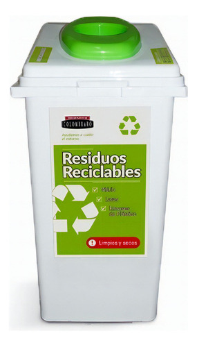 Recipiente Reciclado/basura Colombraro  Adosables 60 Lts Color Verde