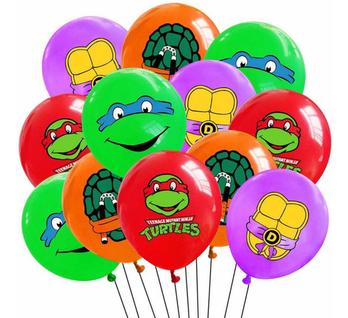 Globos Redondos Y Globos Látex De Tortugas Ninjas