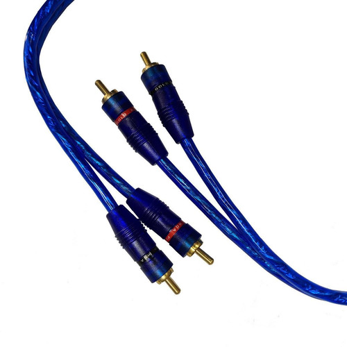 Cable 2 Rca A 2 Rca Azul Libre De Oxígeno Puntas Doradas .90