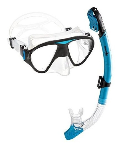 Phantom Aquatics Signature Mask Dry Snorkel Set, Aqua