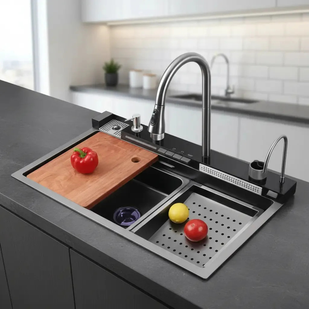 Bacha Cocina Acero Inoxidable Inteligente Acero Inox 304 Gris Oscuro