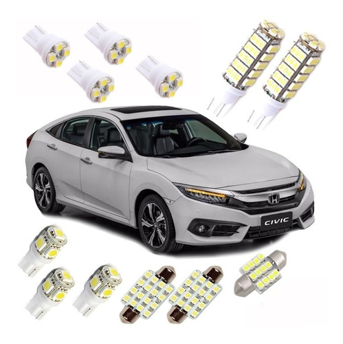 Kit Lampadas Led New Civic G10 Pingo Teto Placa Ré