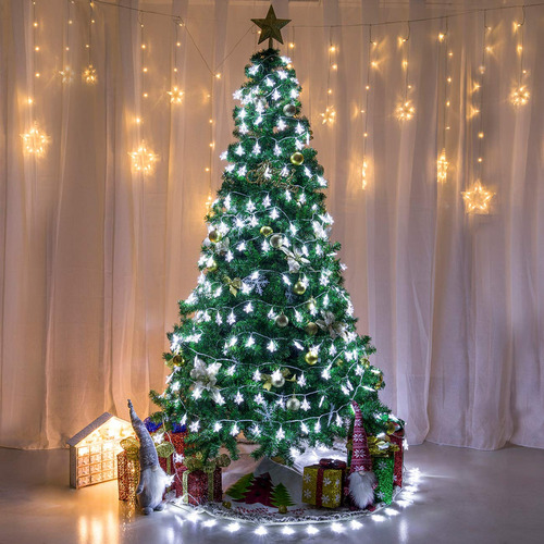 Guirnalda De Luces Navideñas 100 Led 15 Metros Copo De Nieve