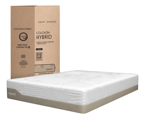 Colchon King Size Memory Foam Smart Bamboo Hybrid Premium Color Blanco