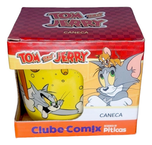 Caneca Cerâmica Geek Tom E Jerry Colecionáveis 350ml Cor Amarelo
