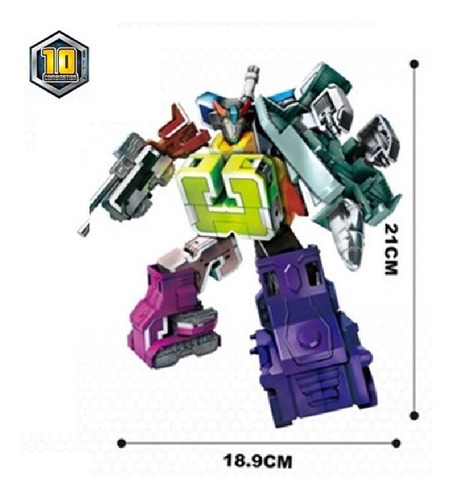 Imagen 1 de 4 de Robot Puzzle 21 Cm, Numeros Transformables  10 Combinaciones
