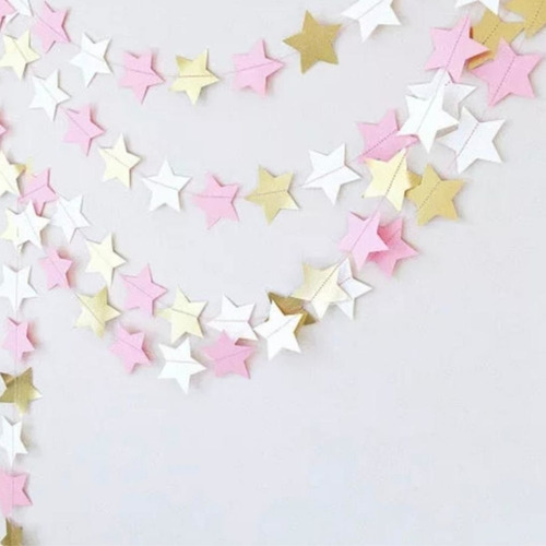 Imagen 1 de 2 de Guirnalda Banderin Estrellas Pastel