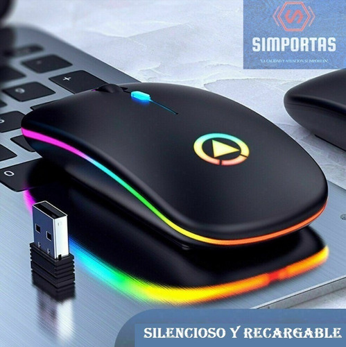 Mouse Inalámbrico Recargable Gaming Silent Mode Santiago