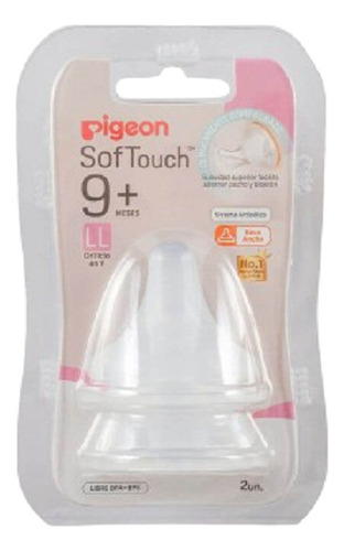 Tetina Pigeon Softouch Repuesto Boca Ancha Talla Ll +9m