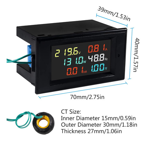 Alinan 2 Unids Ac Display Meter Ac40-300v 100a 110v 220v Vol