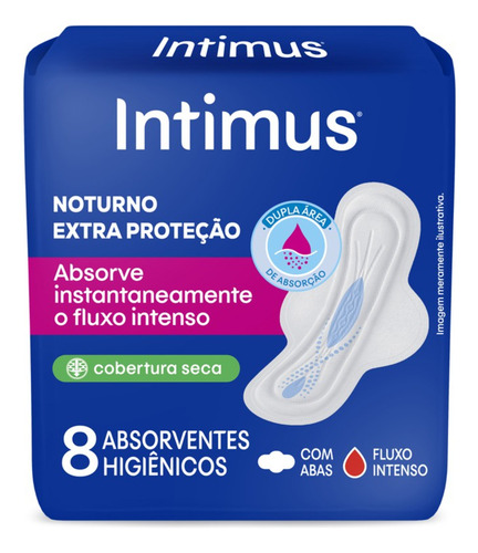 Absorvente Noturno Extra Proteção Com Abas 8 Unidade Intimus