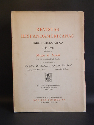 Revistas Hispanoamericanas 1843-1935 Índice Sturgis Leavitt