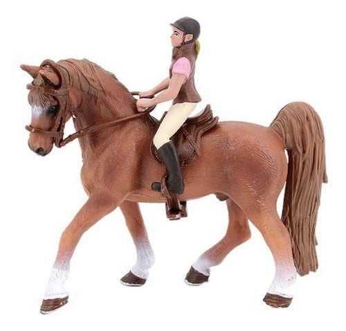 Figura De Animales De Plástico Caballo De Juguete Con Jinete