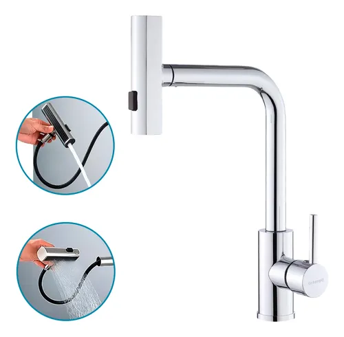 Torneira Cozinha Mesa Multifuncional Monocomando Quente Frio Bica Móvel 1/4 De Volta Aço Inox Cromada Prestige Beltempo
