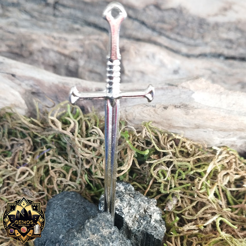 Souvenirs Espada Excalibur Piedra Turmalina Negra Plateado