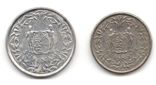 Surinam Trío De Monedas: 1, 10 Y 100 Cents 1975 A 1989