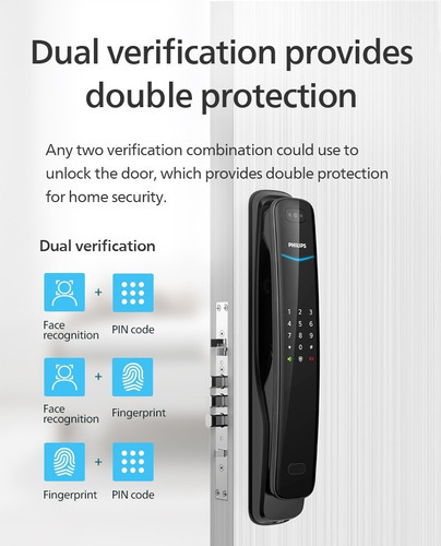 Imagen 7 de 10 de Philips Smart Locks Argentina Ddl702-8hws Black (38-60) 60b