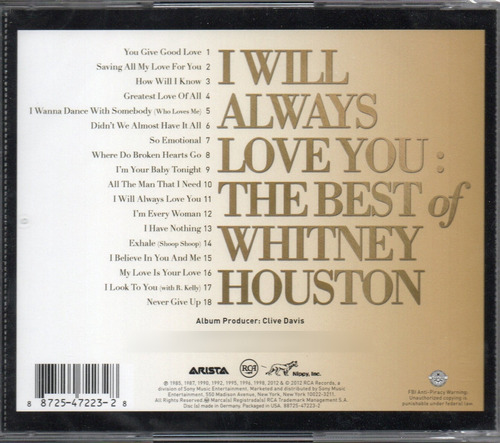 Whitney Houston Best Of Cd - Michael Jackson Madonna Shakira