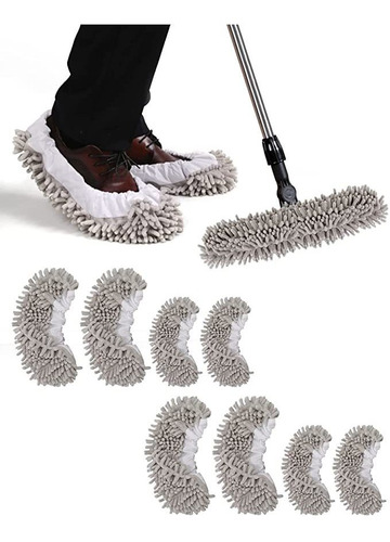 Wellmall 8 Pcs Mop Slippers Socks Floor Cleaning,microfiber.