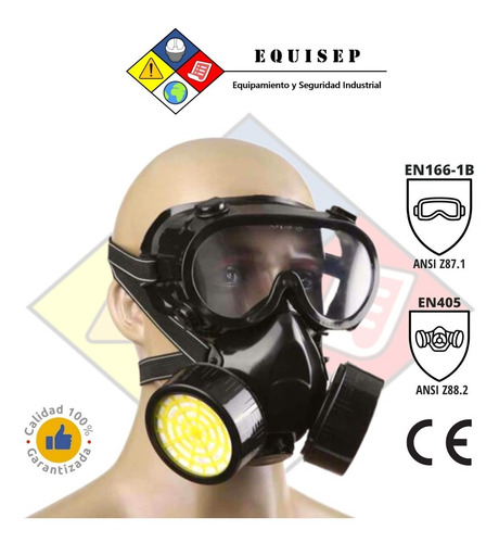 Imagen 5 de 10 de Kit Epp 2 Piezas | Monogafa + Respirador Doble Filtro Rc203