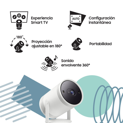 Imagen 2 de 9 de The Freestyle Proyector Portatil Samsung Fhd 100 Smart Tv Audio 360 Hdr 110v/220v