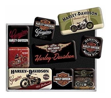 Harley Davidson Bikes Juego De 9 Mini Imanes De Nevera (na)