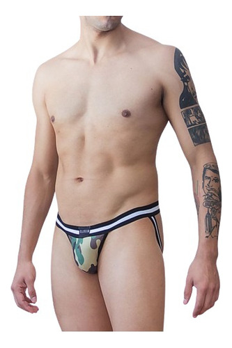 Slip Abierto Tanga Sunga Hombre Camuflado Gris