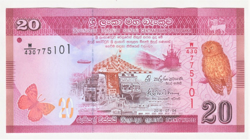 Billete Sri Lanka 20 Rupias 2016 Unc Nuevo (c85)