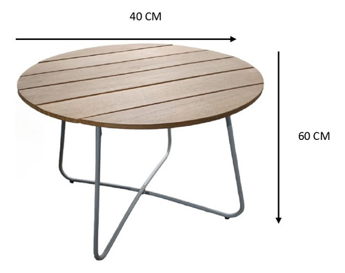 Mesa De Centro De Aluminio Con Superficie De Madera Bek