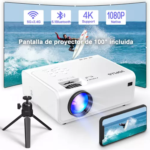 Proyector Full HD 1080P, proyector de TV Android de 7500 lúmenes con WIFI  Bluetooth, proyector inteligente para exteriores con zoom digital Keystone