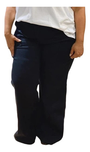 Pantalón Mujer Jean Negro Ancho Talles Grandes