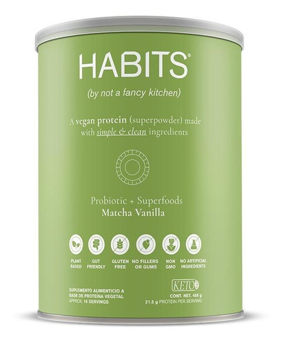 Proteína Habits Vegana Sabor Matcha Vainilla 488 G