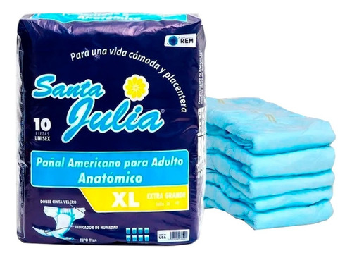 Pañales para adultos descartables Rem SANTA JULIA Extra grande x 10 u