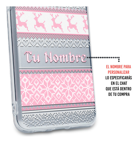 Funda Para Oppo Ugly Sweater Navideño Rosa Con Tu Nombre