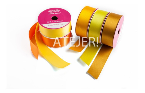 Cinta Raso N° 9 De 40mm Cordón De Oro X 10 Mts