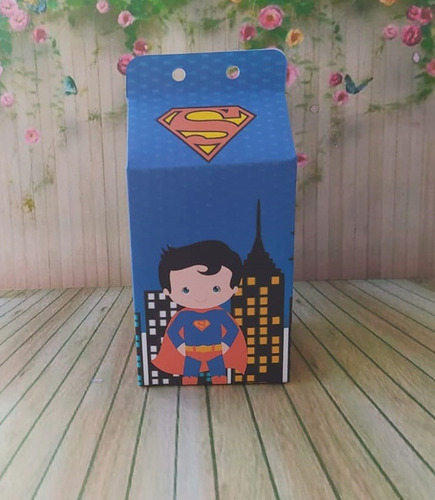 Imagem 1 de 3 de 20 Caixas Milk Lembrança Festa Super Man Herois