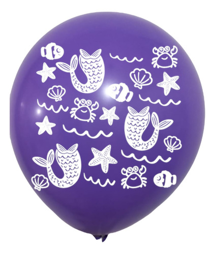50 Globos Latex 9 Fiesta Temática De Sirena