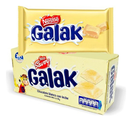 Chocolatina Galak Galak Nestlé Savoy  chocolate con leche sin TACC caja