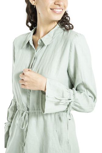 Vestido Lino Orgánico Mujer Filipinas Turquesa Rockford
