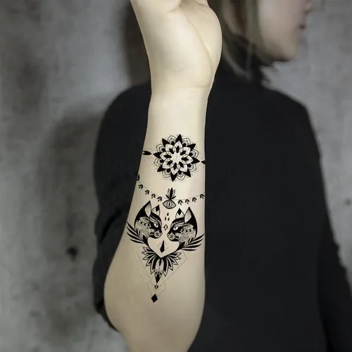 Tafly Tatuaje Temporal De Gato Geométrico, Patrón Geométrico