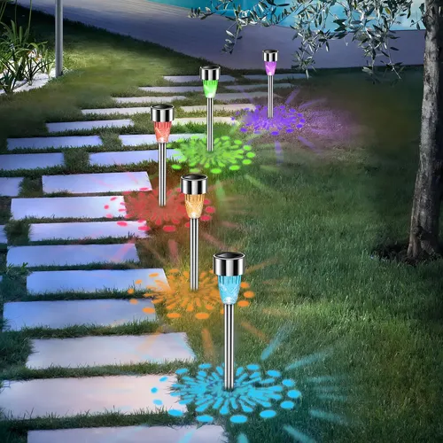 12 Packs Solar Pathway Lights – Multicolor LED Garden Stake Lights – Waterproof & Modern!