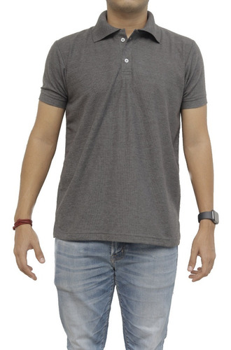 Imagen 1 de 3 de Playera Tipo Polo Color Gris Oxford Caballero