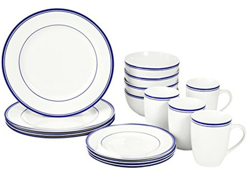 Juego De Vajilla Porcelana Azul Blanco Hogar Alimentos