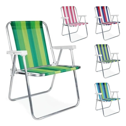 Kit 10un Cadeira De Praia Alumínio Dobrável Resistente Mor Cor Branco