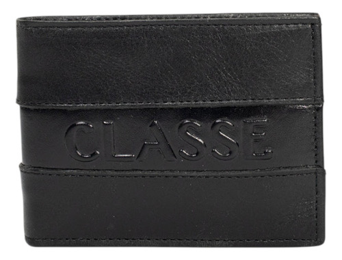 Carteira Masculina De Couro Slim Sem Fecho Classe Cor Preto M261 Desenho Do Tecido Liso