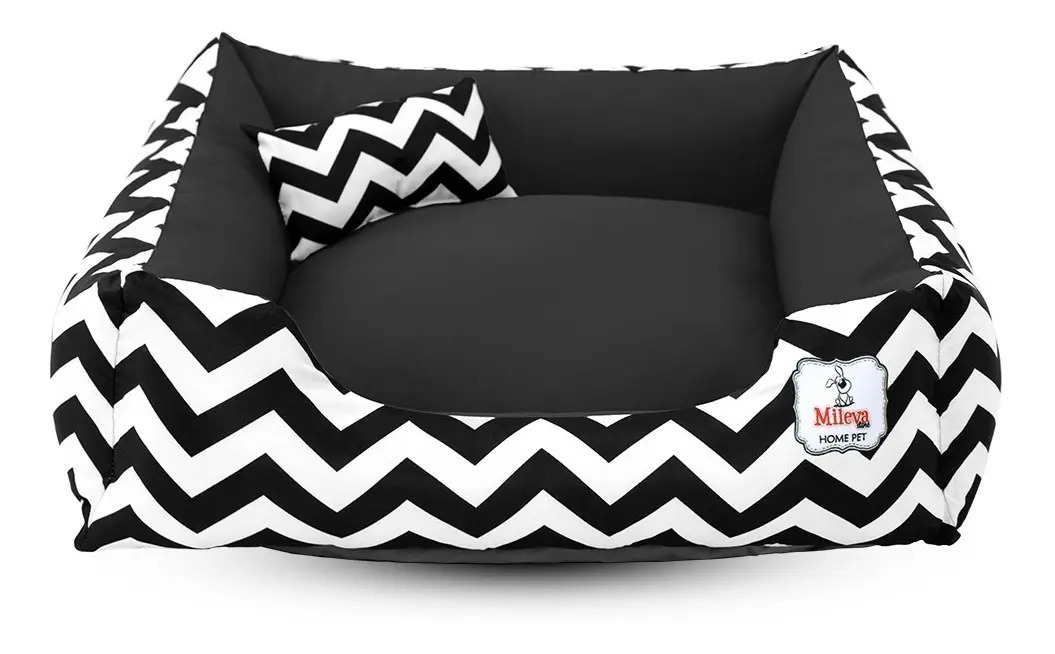Cama Para Cachorro Gato Caminha Pet 60x60cm Lavável + Cor Chevron Preto